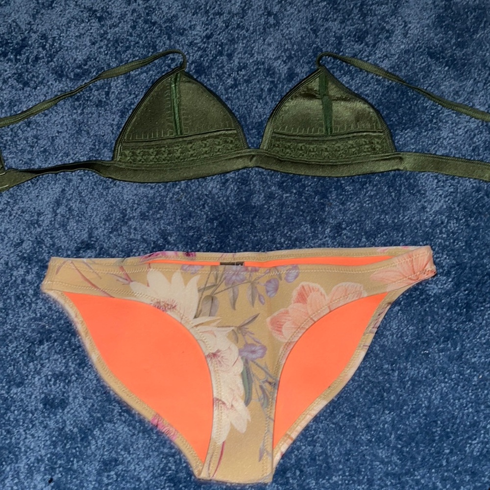 Triangl Floral and Hunter Green Bikini